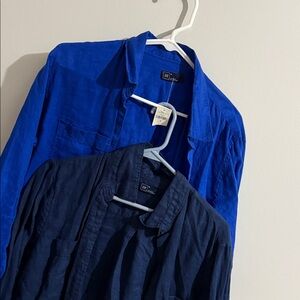 GAP Royal Blue and Deep Navy button up linen shirts
